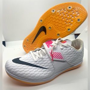 Mens 10 Nike Zoom HJ Elite High Jump Shoes Track Spikes White Orange 806561-102